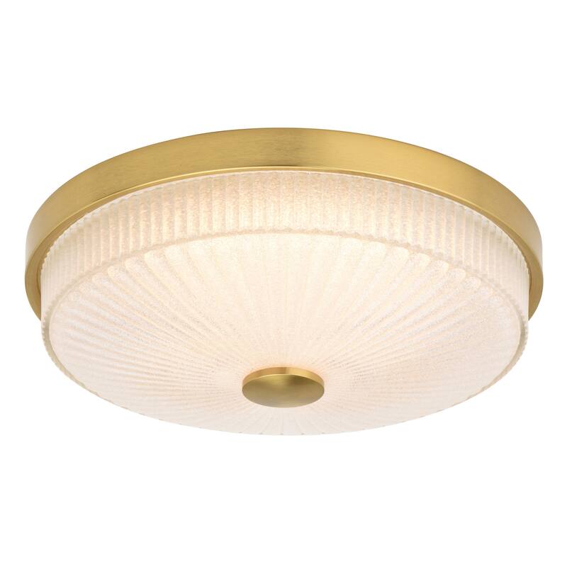 Preston 1-Light Dome Flush Mount LED Lighting Fixture, Clear Ribbed Glass Shade Low Ceilings, Hallway, Kitchen