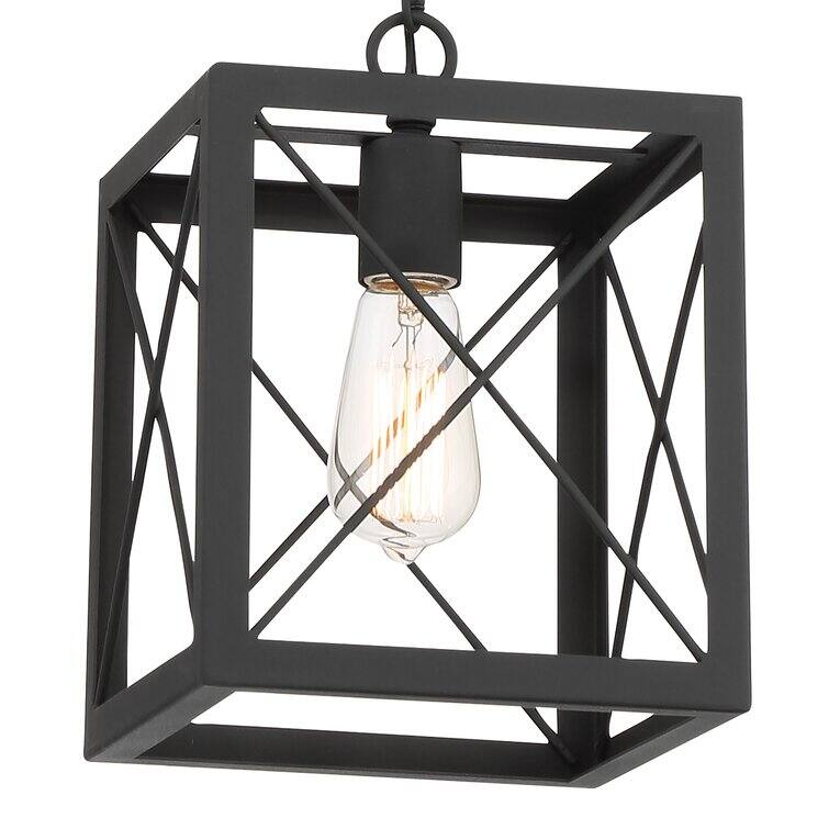 Acroma 1-light Farmhouse Rustic Rectangle Kitchen Island Pendant Light - 8 inches - Aged Zinc