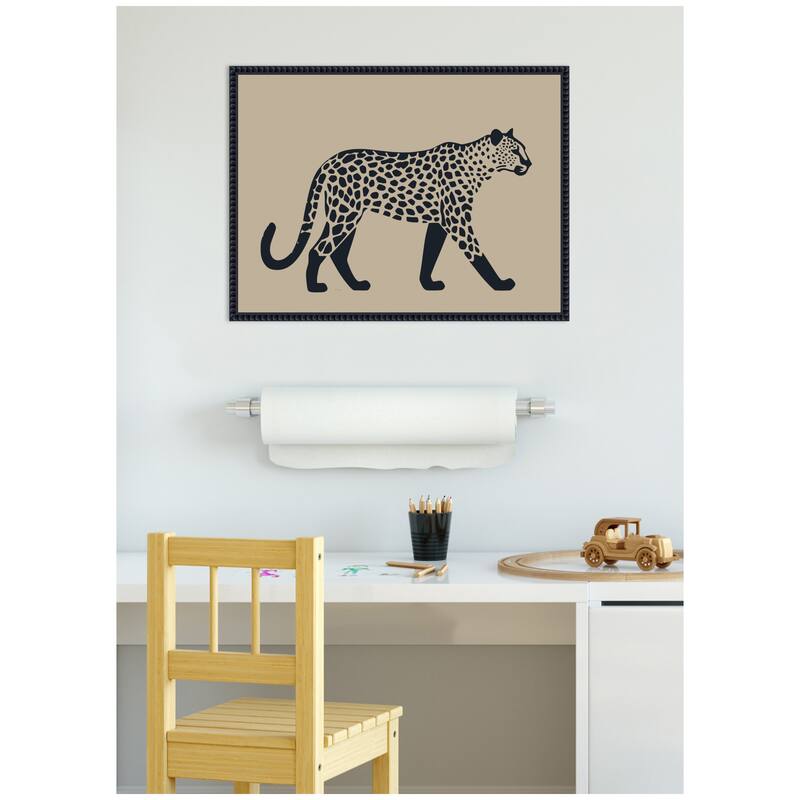 Kate and Laurel Modern Linocut Leopard 2 by The Creative Bunch Studio Framed Canvas Wall Art Print