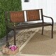 preview thumbnail 1 of 5, 50.5" Outdoor Steel Frame Rattan Porch Furniture Patio Garden Bench