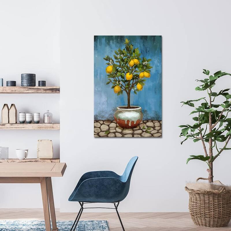 Vintage Farmhouse Lemon Tree Painting Canvas Print