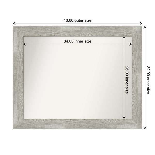 dimension image slide 61 of 113, Dove Greywash Framed Non-Beveled Custom Wall Mirror, Bathroom Vanity Mirror