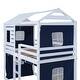 preview thumbnail 13 of 16, Twin Size Bunk Wood House Bed with Tent