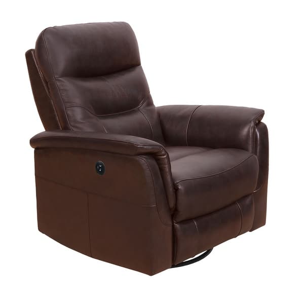 Abbyson Payson Top Grain Leather Power Reclining Swivel Glider Bed