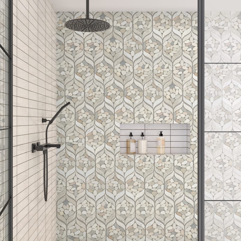 Daltile Pebble Oasis Natural Stone Petal Pebble Mosaic 15" x 11" (11 PC per Carton) (8.47 SQFT per Carton) - N/A