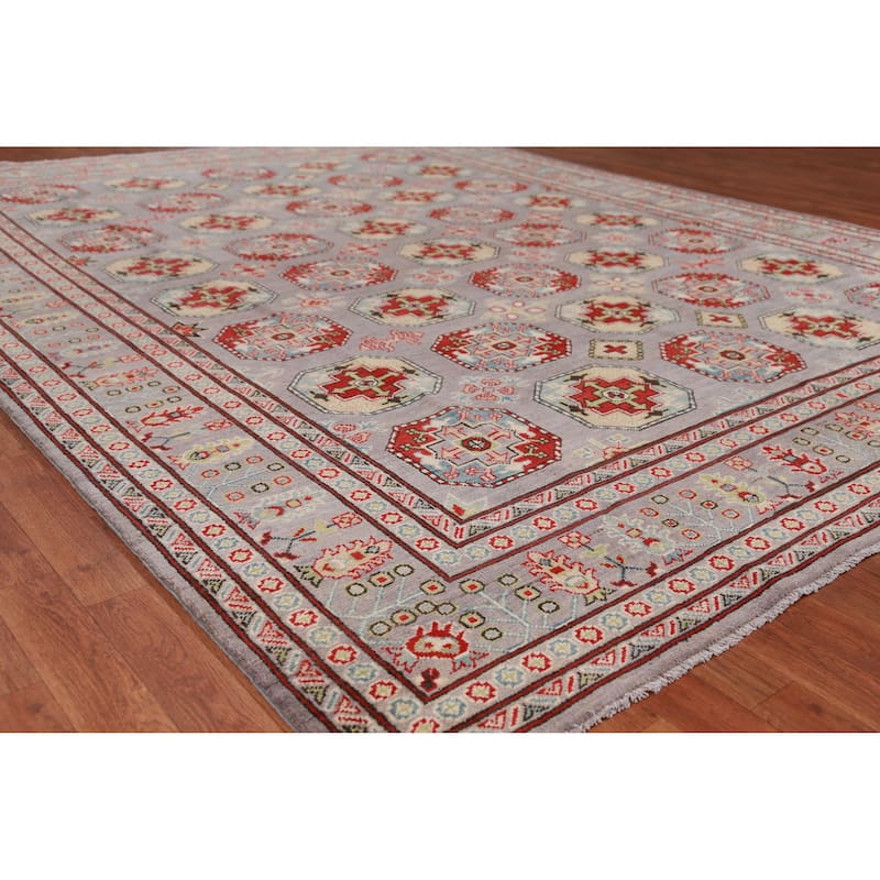 Hand Knotted Oriental 100% Wool Carpet Traditional All-Over Greys & Charcoal Kazak Area Rug - 10' 5'' X 8' 3''