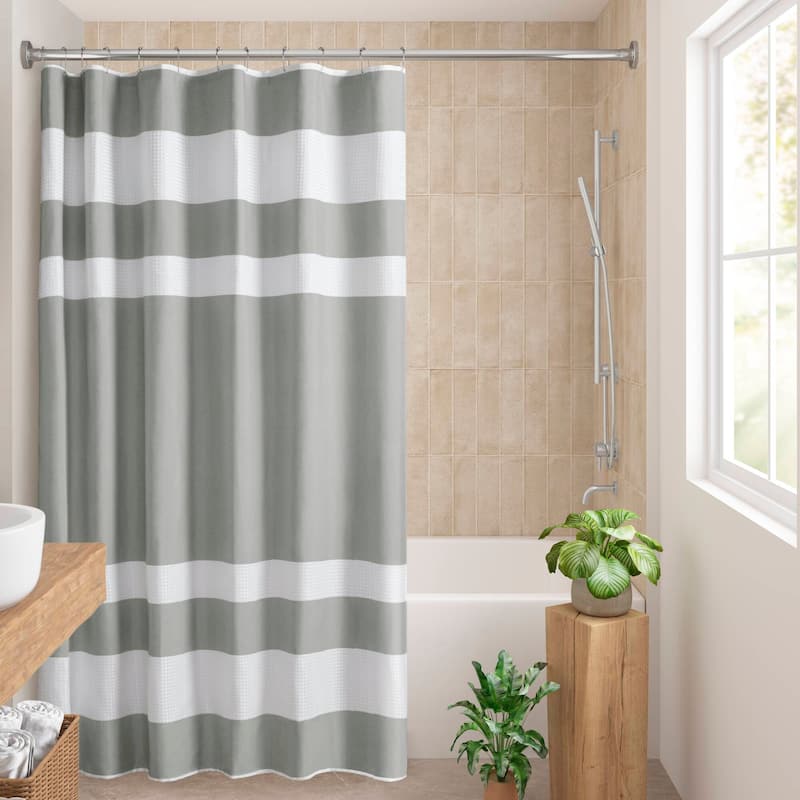 Madison Park Spa Waffle Shower Curtain with 3M Treatment - 54x78" - Grey
