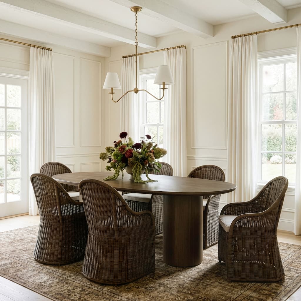 Coral 84 in. W Oval Wood Double Pedestal Dining Table