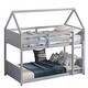 preview thumbnail 3 of 13, Modern Twin over Twin House Floor Bunk Bed with Safety Guardrails