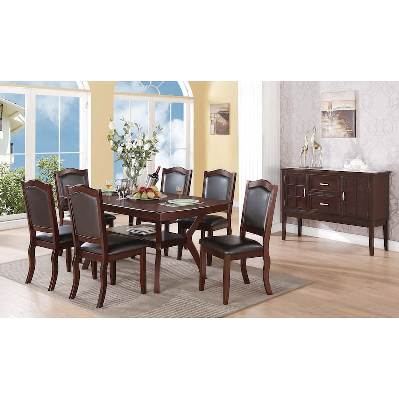 Transitional Style Dining Chairs Arched Backrest Padded Chair Espresso Finish