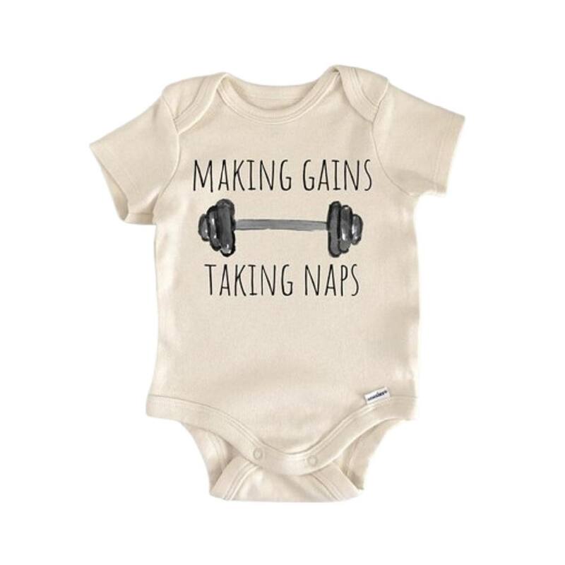 Gym Bodybuilder Workout - Baby Boy Girl Clothes Infant Bodysuit Funny Cute Newborn - White - 0-3M