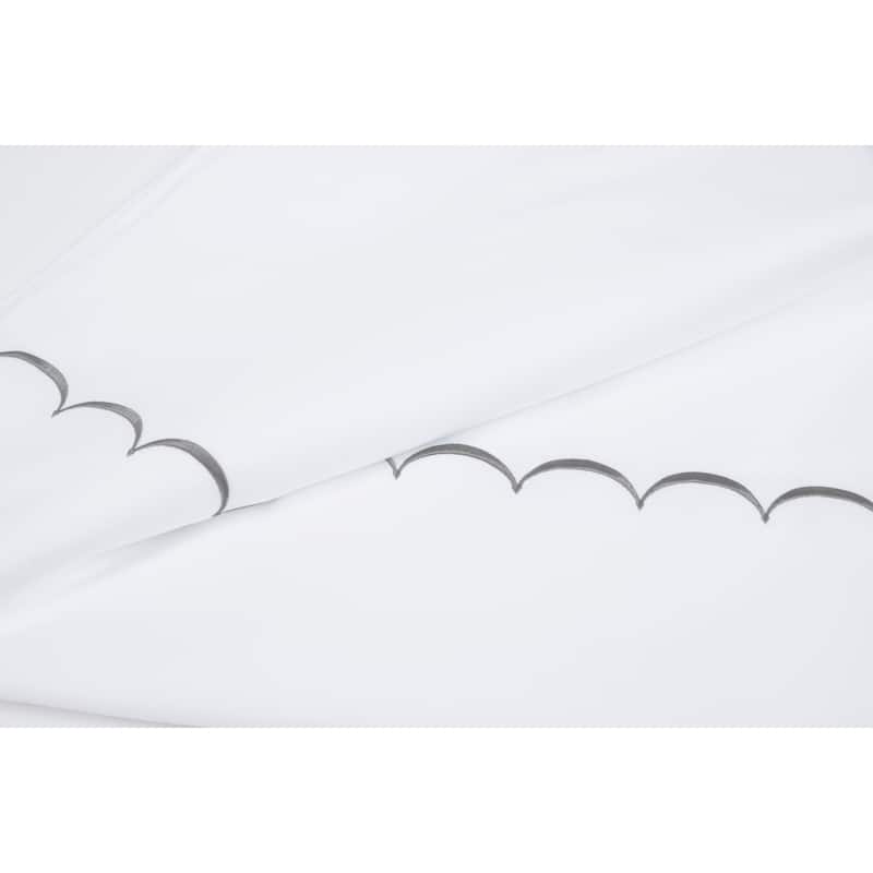 Home Sweet Home Collection 600TC Cotton Scallop Embroidery Sheet Set & Pillowcases - King - Grey