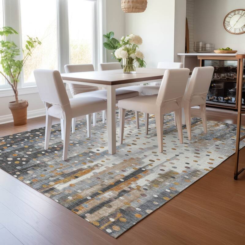 Machine Washable Indoor/Outdoor Modern Confetti Chantille Rug