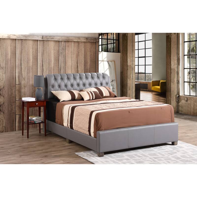 Stylish Full Bed in Light Grey Finish - LIGHT GREY