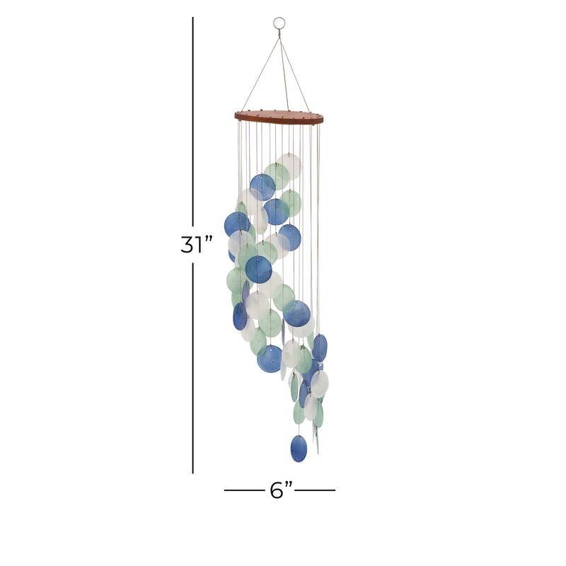 Blue Capiz Shell Spiral Waterfall Windchime
