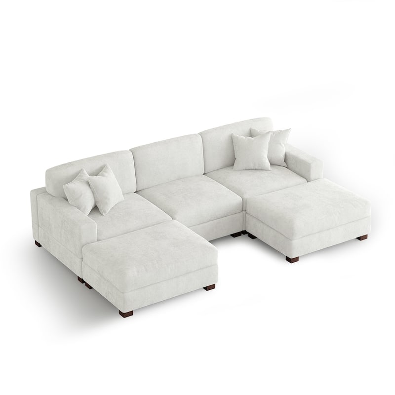 Modern Chenille Oversized Modular Sectional Sofa with 2 Ottoman