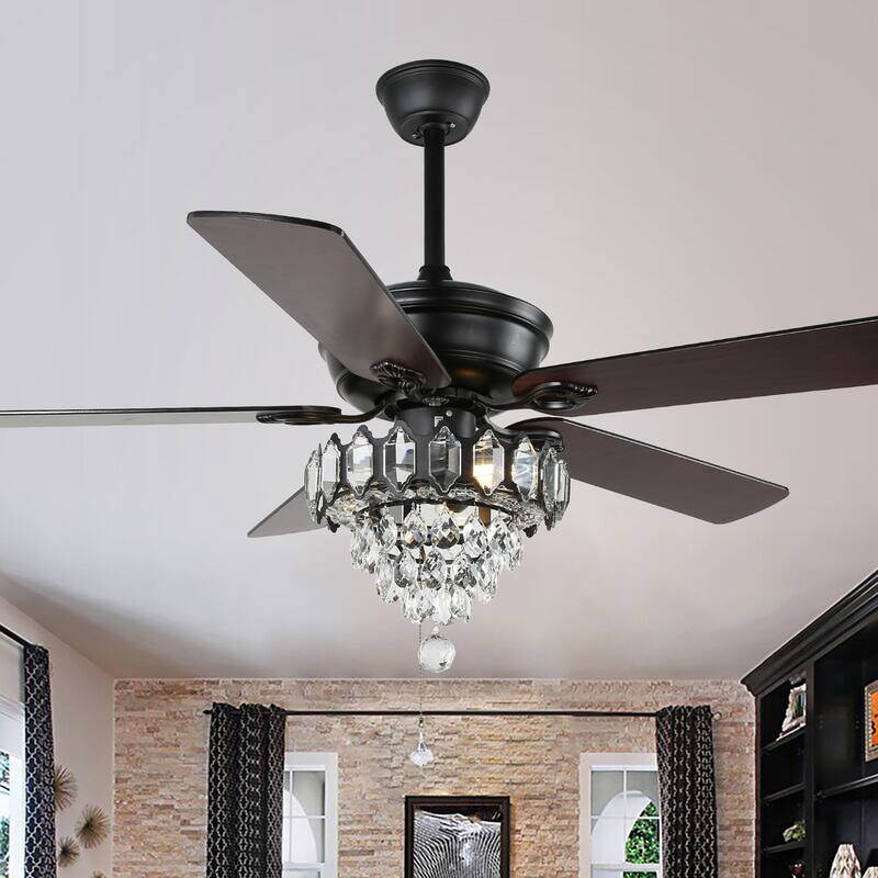 Bella Depot 52" Crystal Ceiling Fan with Reversible Blades, Remote Control and Light Kit