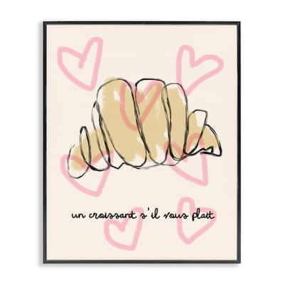 Stupell Chic Croissant with Hearts Framed Giclee Art Design By Lil' Rue