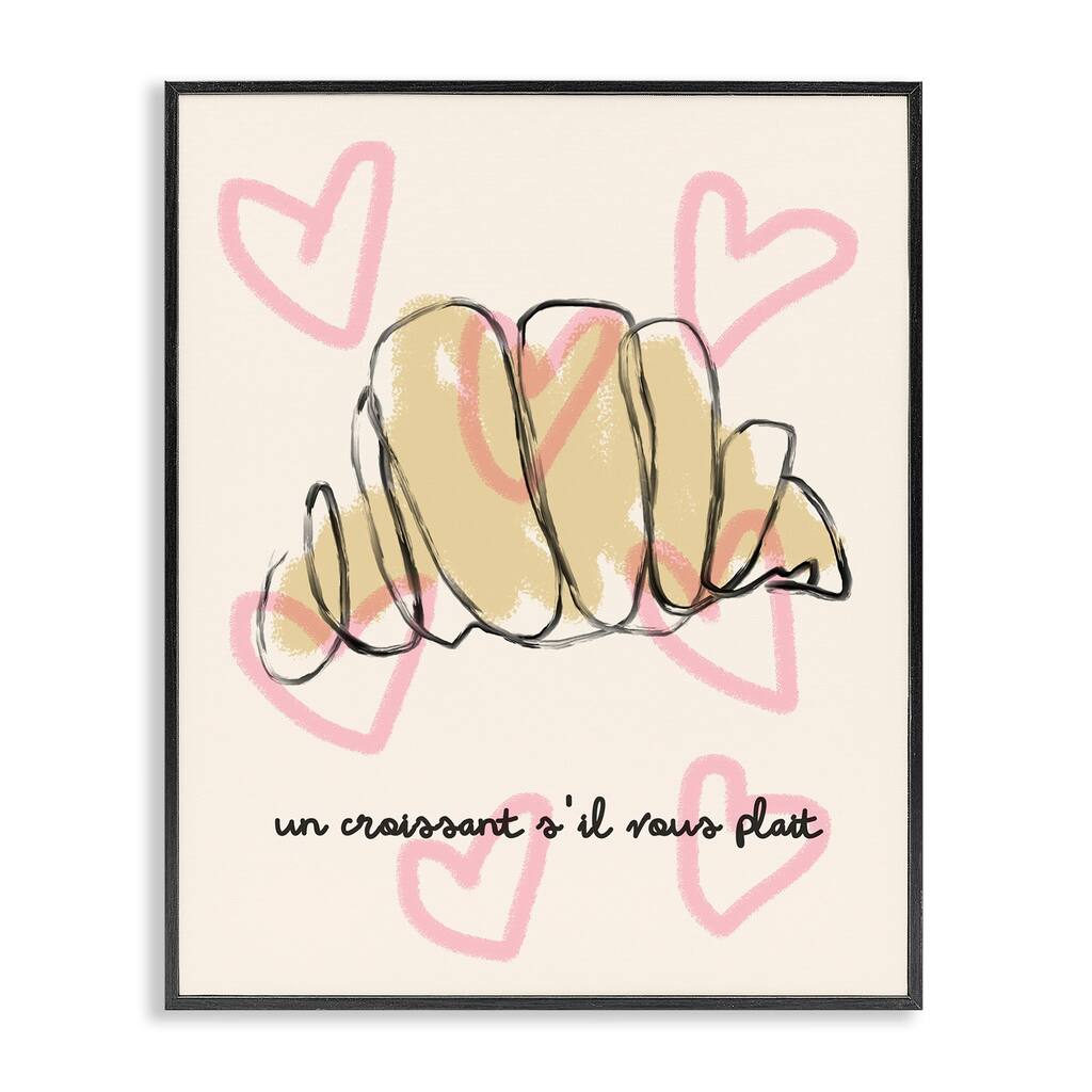 Stupell Chic Croissant with Hearts Framed Giclee Art Design By Lil' Rue