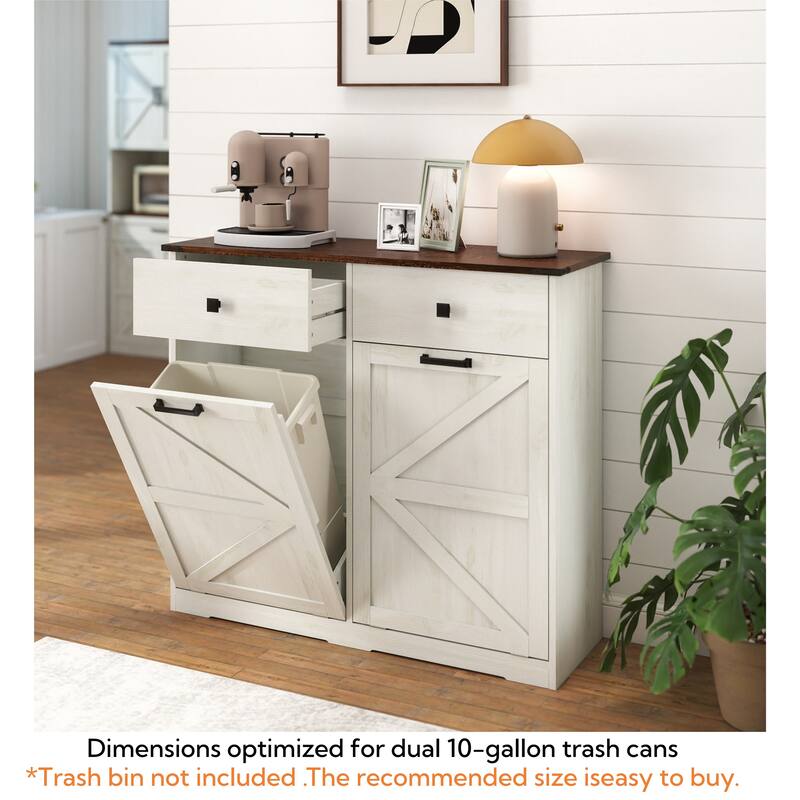 White Double Tilt Out Trash Cabinet Storage Cabinet Trash Can Cabinet