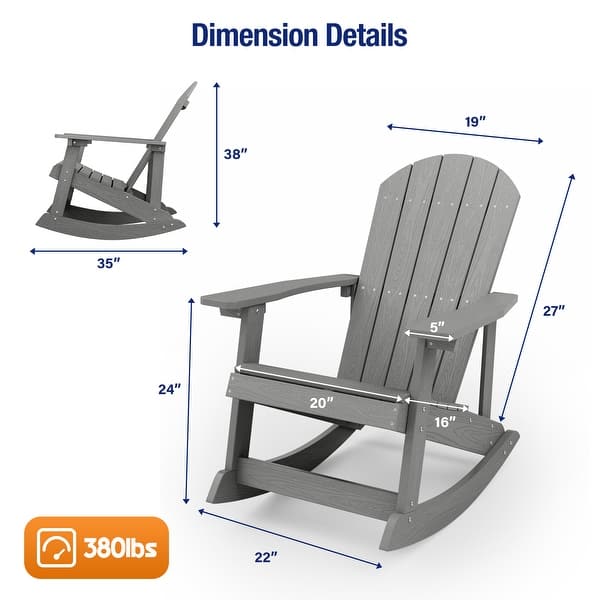 dimension image slide 11 of 24, WINSOON All Weather HIPS Outdoor Rocking Chair, Set of 2