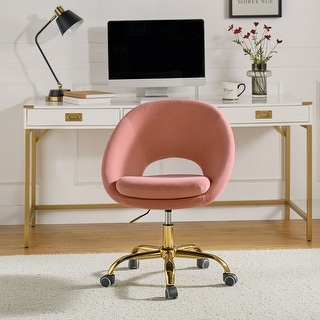 HULALA HOME Ramona Modern Velvet Height Adjustable 360 Swivel Task Chair with Metal Base