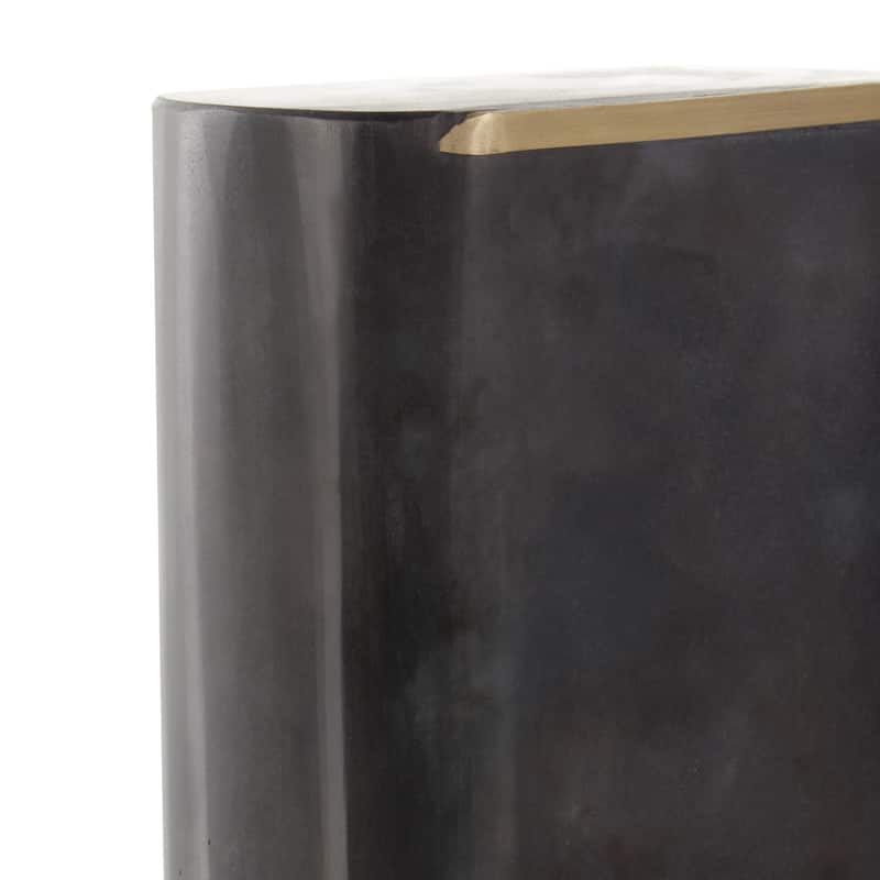 Marble Curved Rectangular Decorative Bookends with Gold Accents - Set of 2 Black - Roche River Decor