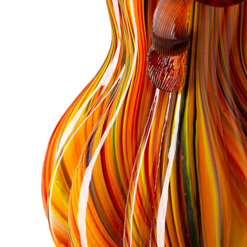 Glitzhome Multi Striped Fall Harvest Glass Pumpkins Halloween Thanksgiving Festival Decorations