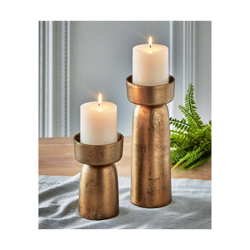 Knoll Pillar Holder Tall - Antique Brass Gold