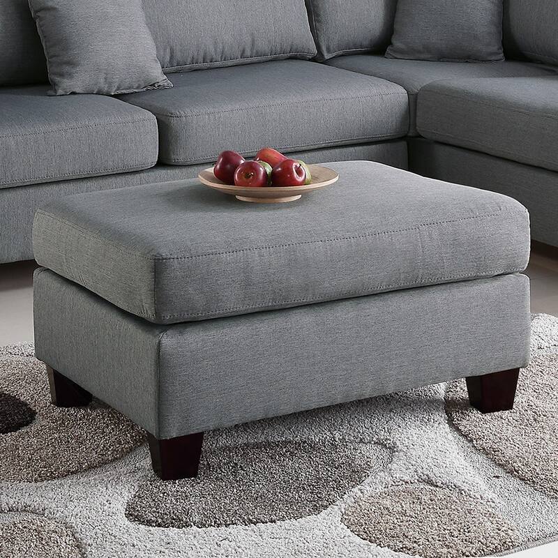 3 Piece Sectional Sofa with Ottoman in Grey