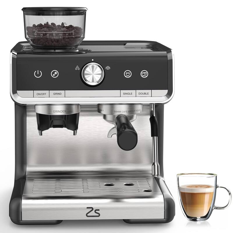 Espresso Coffee Maker, with Grinder, 2.8 L Water Tank - B