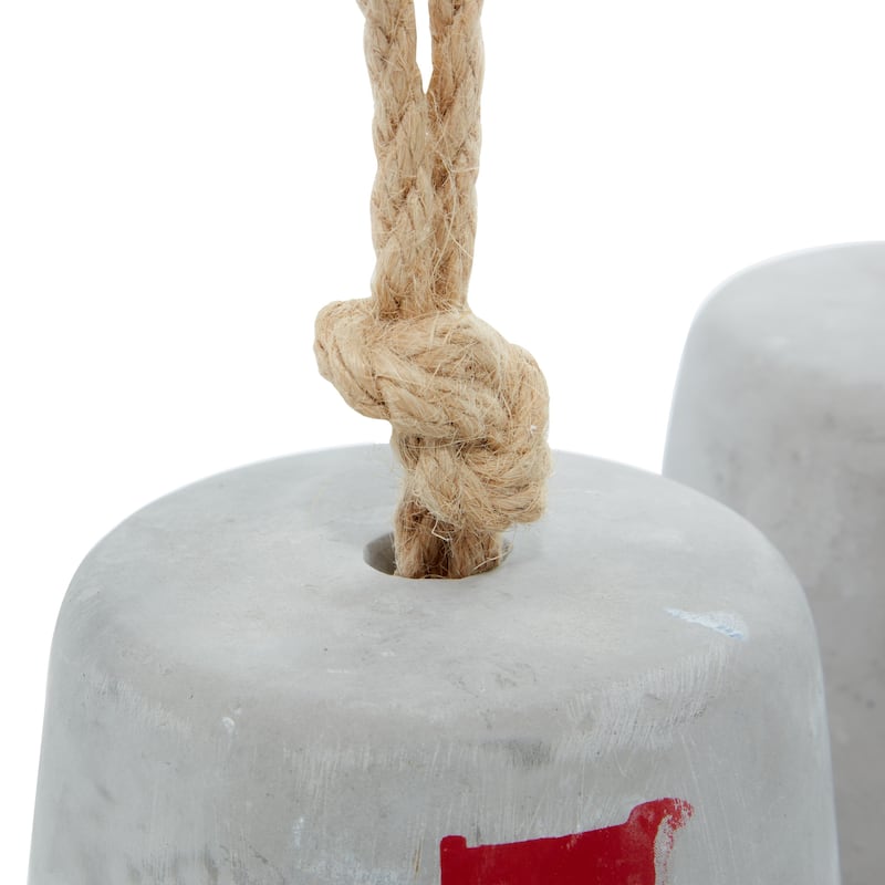 Cement Stone Buoy Door Stopper Decorative Sculpture with Rope Accents - Set of 2 Gray - Roche River Decor