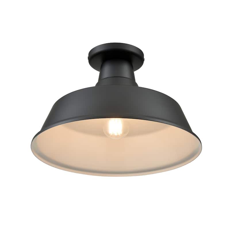R Series 1-Light Classic Warehouse Shade Satin Black - Satin Black