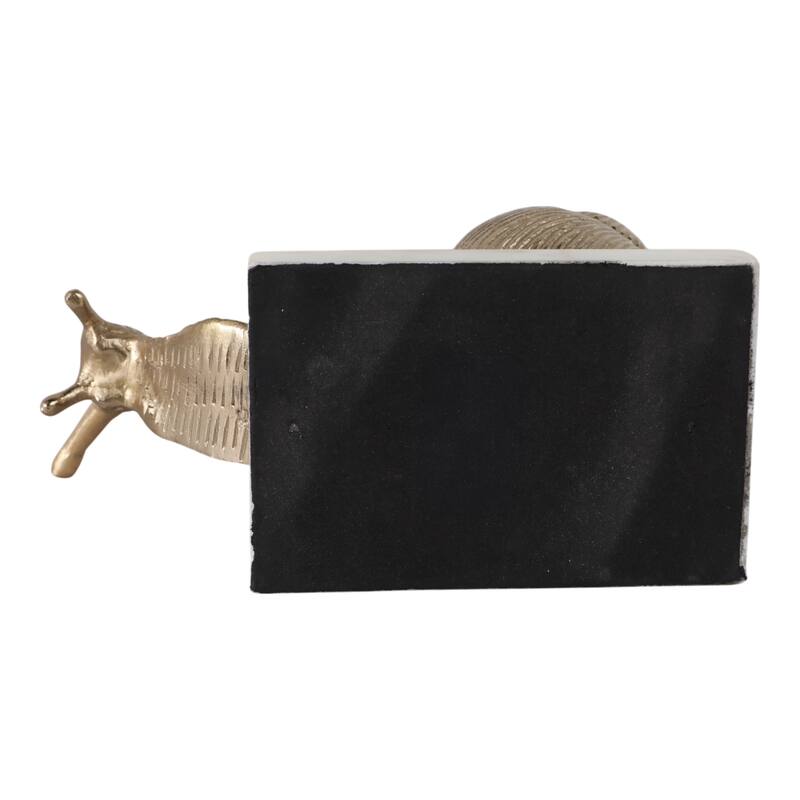 Metal Snail Sculpture on Marble Base Figurine Accent - 7" Gold - 9.5" x 4" x 6.5"