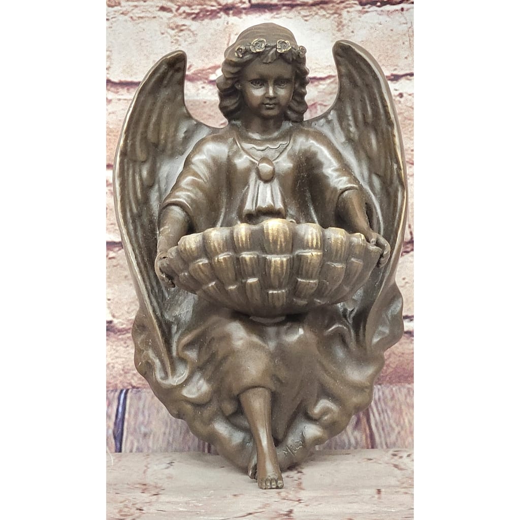Original Milo Young Guardian Angel Wall Mount Genuine Bronze Statue Sculpture Nr
