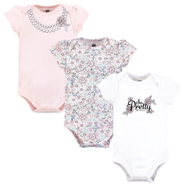 slide 1 of 1, Hudson Baby Infant Girl Cotton Bodysuits, So Pretty Flower 12-18 Months - So Pretty Flower