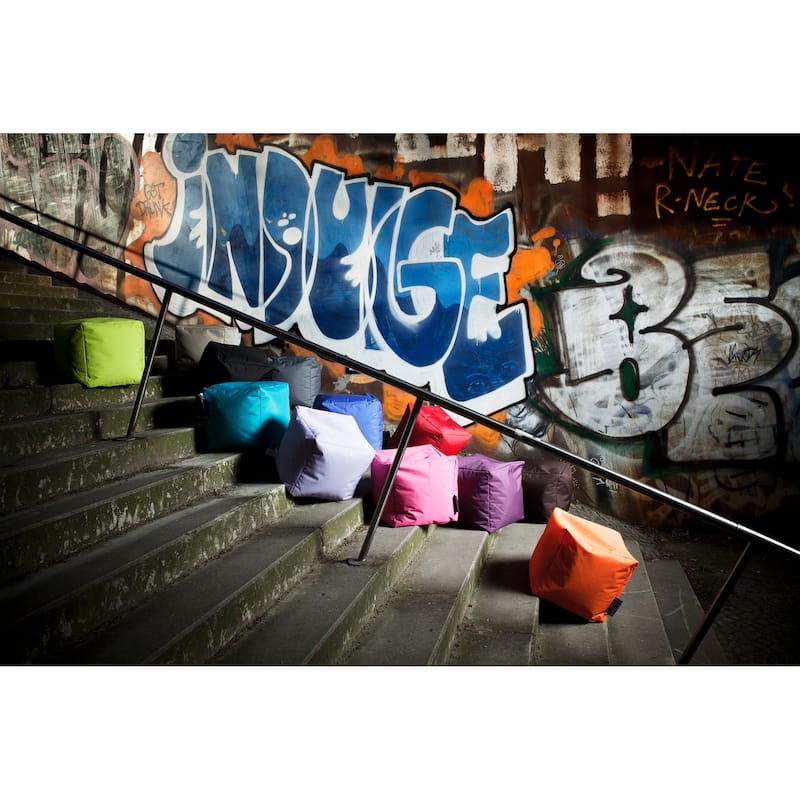 Sitting Point Oxford Fabric Cube Brava Pouf