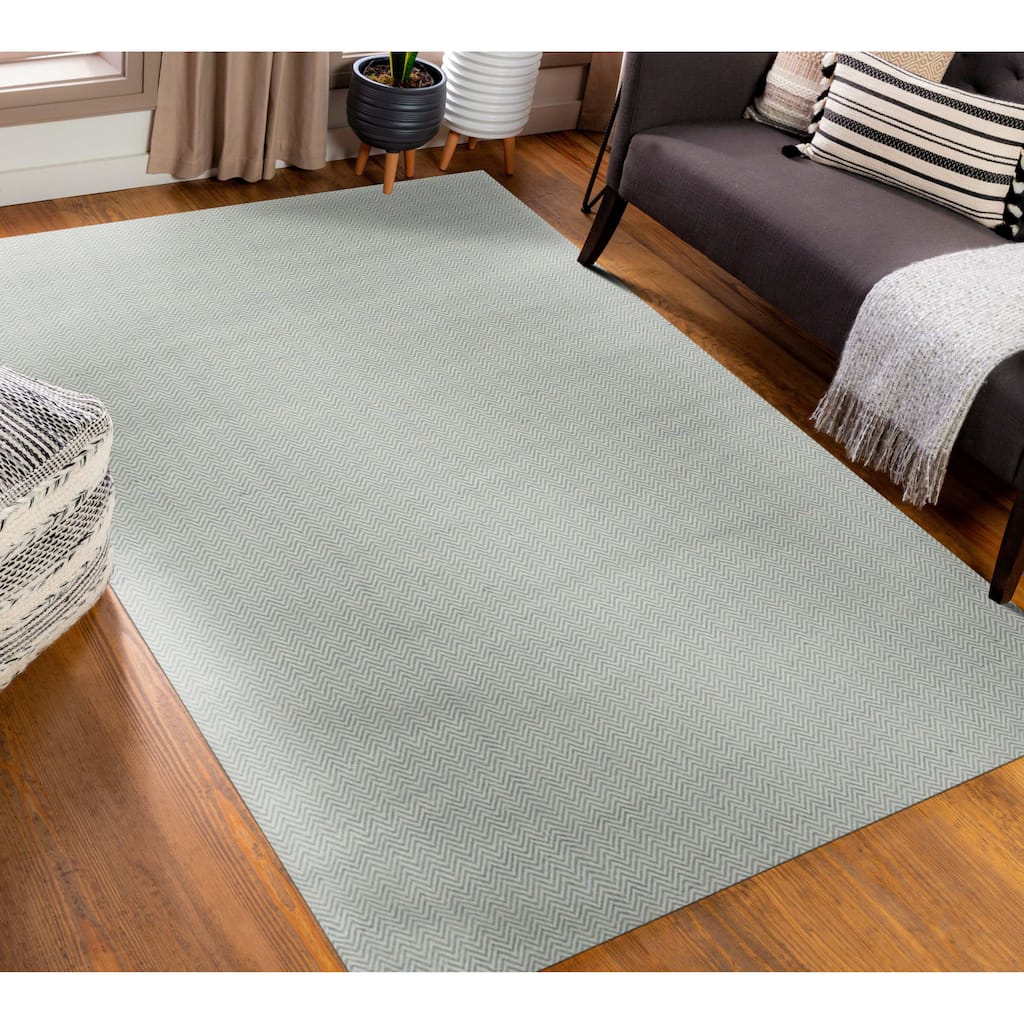 Ivory Transitional Chevron Chevron Area Rug - Elegant and Timeless Design - 5' x 8'