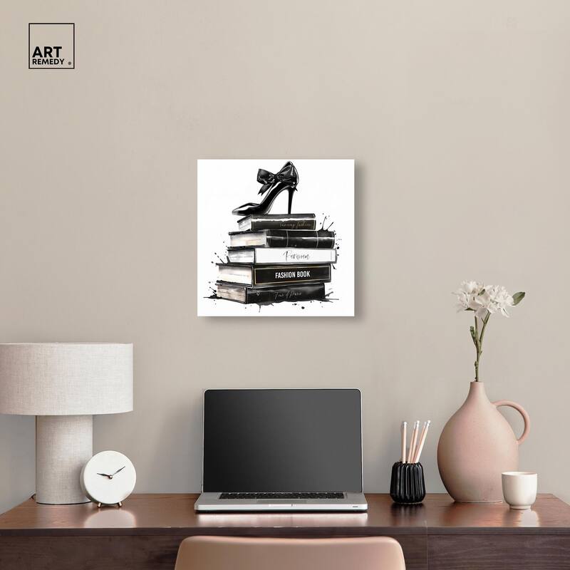 Classic Book Stack Acrylic by Art Remedy, Ready to Hang