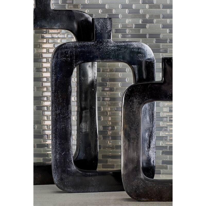 Black Aluminum Contemporary Vase 18 x 11 x 2