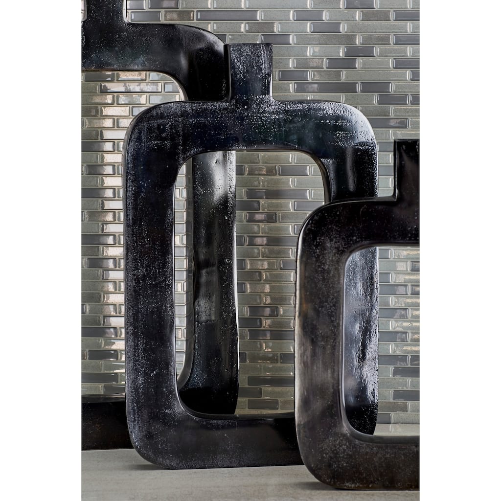 Black Aluminum Contemporary Vase 18 x 11 x 2