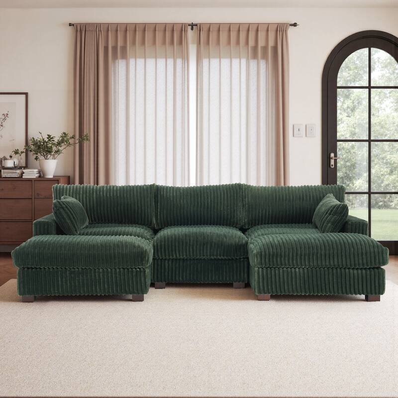 Modren Plush Oversized Modular Sectional Sofa Set with Chaise&Ottoman.