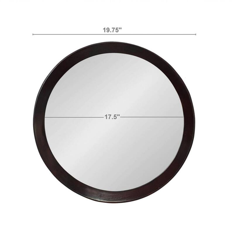 Round mirror with solid wood frame