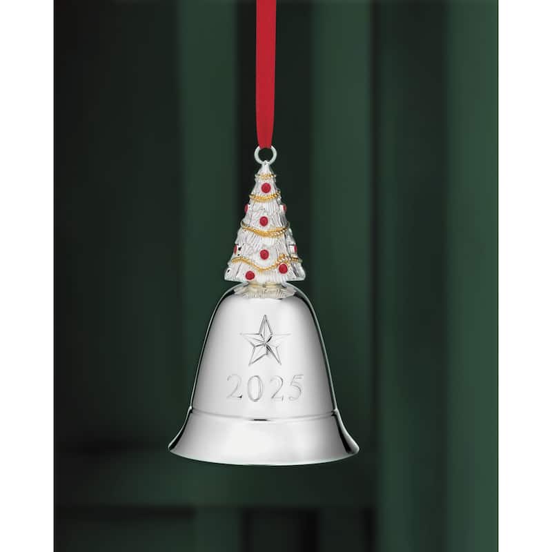 Lenox 2025 Musical Bell Silverplate Ornament, We Wish You a Merry Christmas - 2.5"L x 2.5"W x 4"H