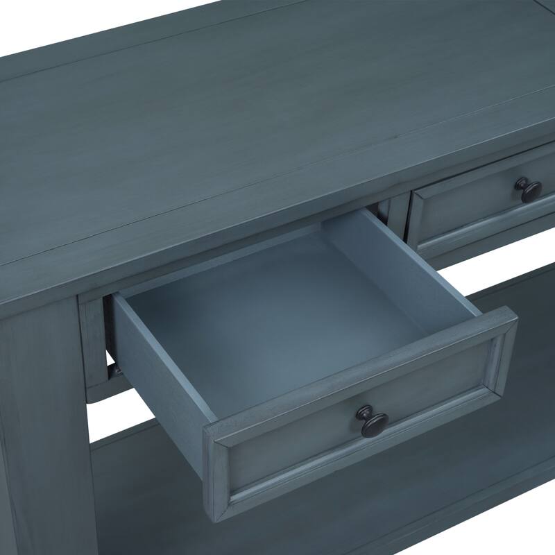 Modern Console Table/Sofa Table with Storage Drawers and Bottom Shelf for Entryway Hallway