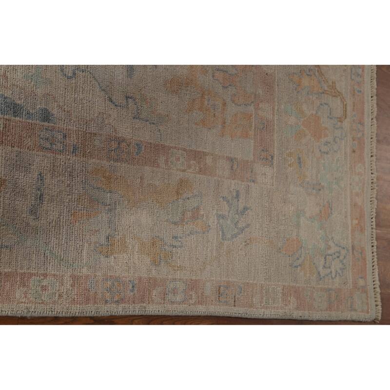 Vegetable Dye Oushak Turkish Wool Area Rug Handmade Traditional Carpet - 6'6" x 8'1"