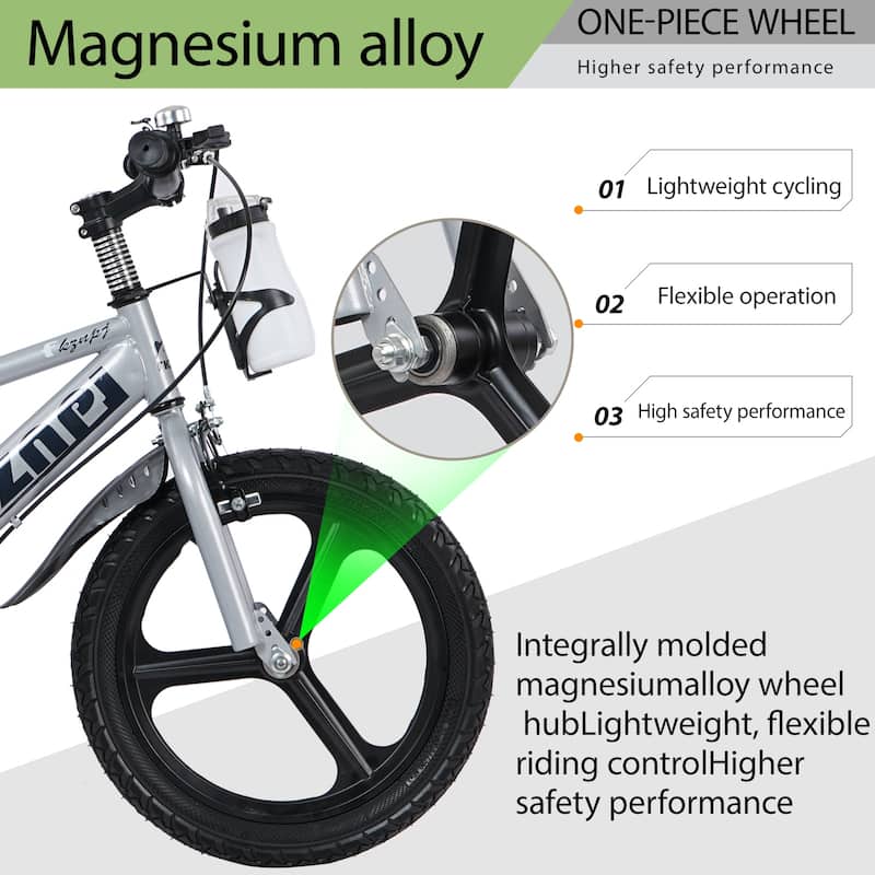 18 Inch High Carbon Steel Frame, Night Glow Kids Bike/Toddler Bicycle w/Magnesium Alloy Wheels, Training Wheels for Girls & Boys