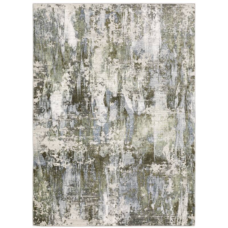 Style Haven Caldon Contemporary Abstract Green Area Rug - 6'7" X 9'6" - Runner/Rectangle