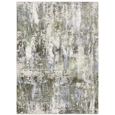 Caldon Contemporary Abstract Green Area Rug