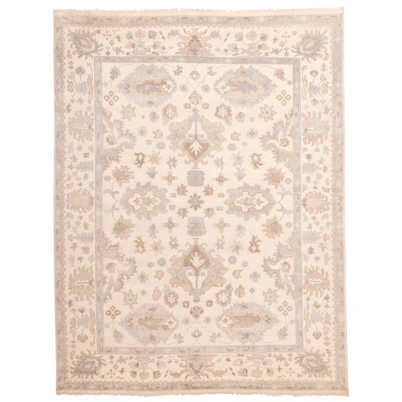 ECARPETGALLERY Hand-knotted Royal Oushak Cream Wool Rug - 9'0 x 11'6